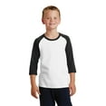 thumbnail image 1 of Port Company Youth Core Blend 3/4 Sleeve Raglan Tee-M (White/ Jet Black), 1 of 6