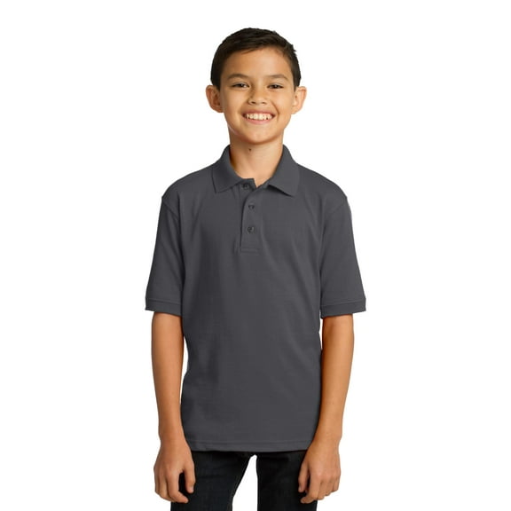 Port & Company Youth Core Blend Jersey Knit Polo-XS (Charcoal)