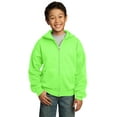 thumbnail image 1 of Port & Company Youth Core Fleece Full Zip Hooded Sweatshirt-S (Neon Green), 1 of 6