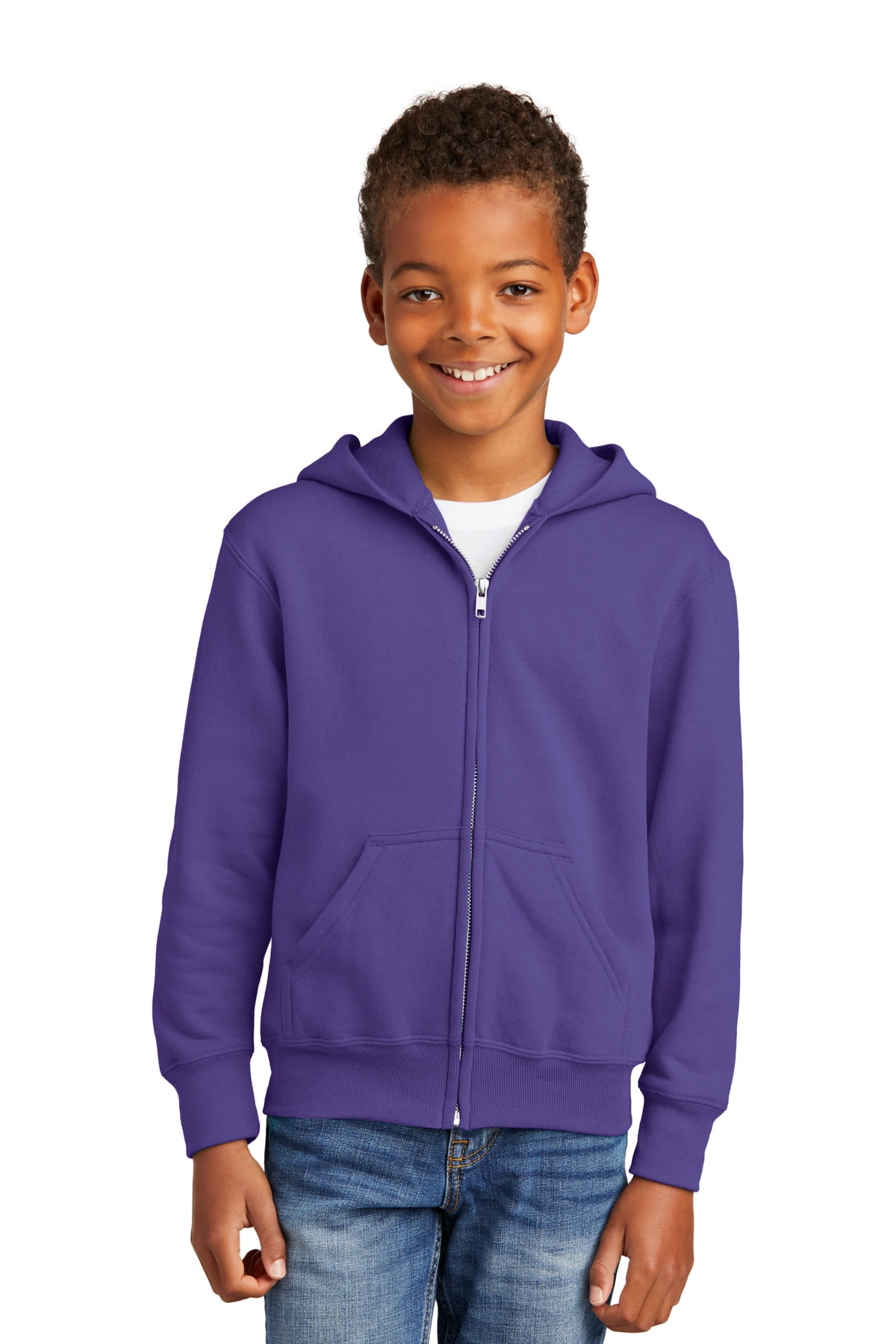 Port Company Youth Core Fleece Full Zip Hooded Sweatshirt XL Purple Walmart