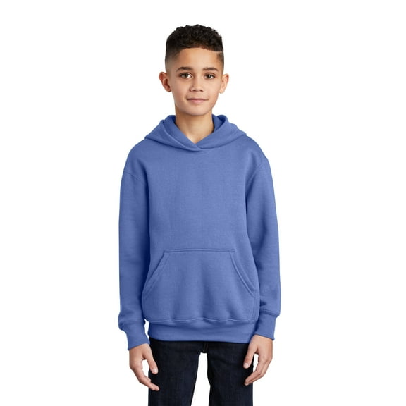 Port & Company Youth Core Fleece Pullover Hooded Sweatshirt-L (Carolina Blue)
