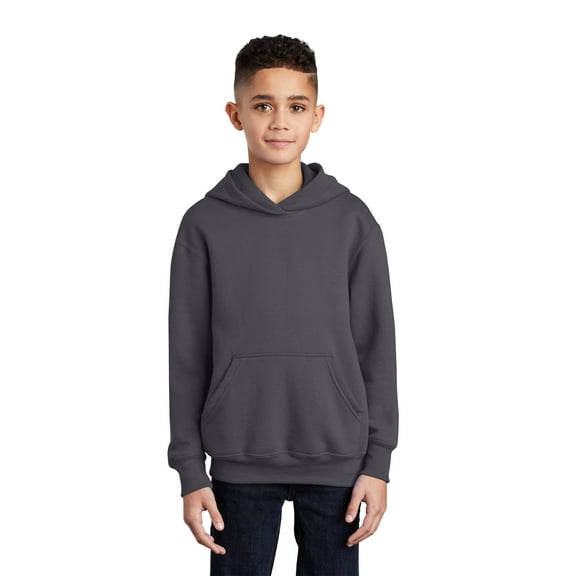 Port & Company Youth Core Fleece Pullover Hooded Sweatshirt-L (Charcoal)