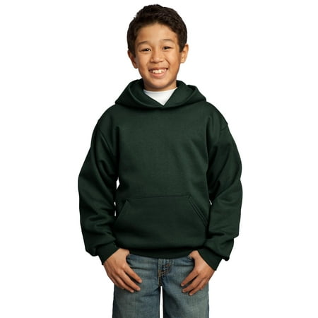 Port & Company Youth Core Fleece Pullover Hooded Sweatshirt-L (Dark Green)
