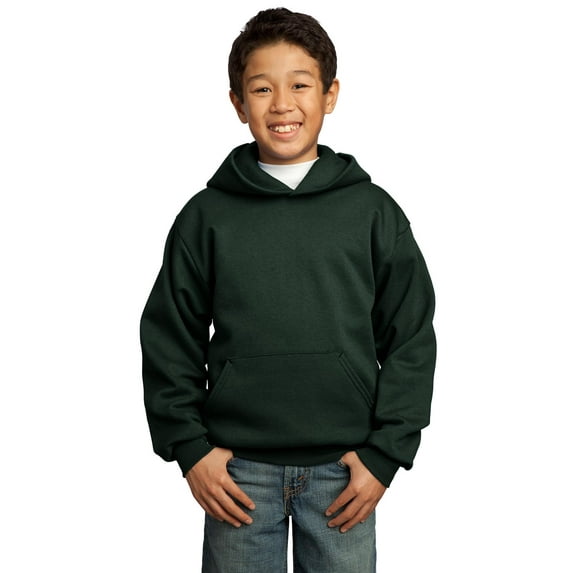 Port & Company Youth Core Fleece Pullover Hooded Sweatshirt-L (Dark Green)