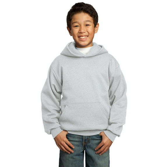 Port & Company Youth Core Fleece Pullover Hooded Sweatshirt-M (Ash)