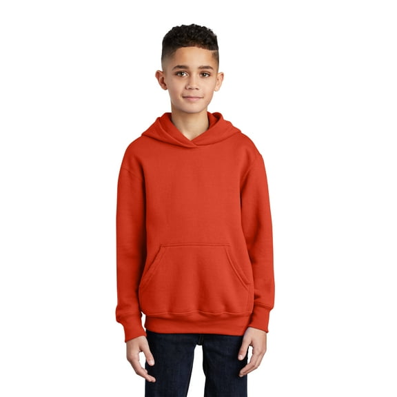Port & Company Youth Core Fleece Pullover Hooded Sweatshirt-M (Orange)