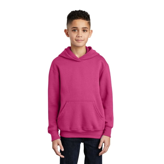 Port & Company Youth Core Fleece Pullover Hooded Sweatshirt-S (Sangria)