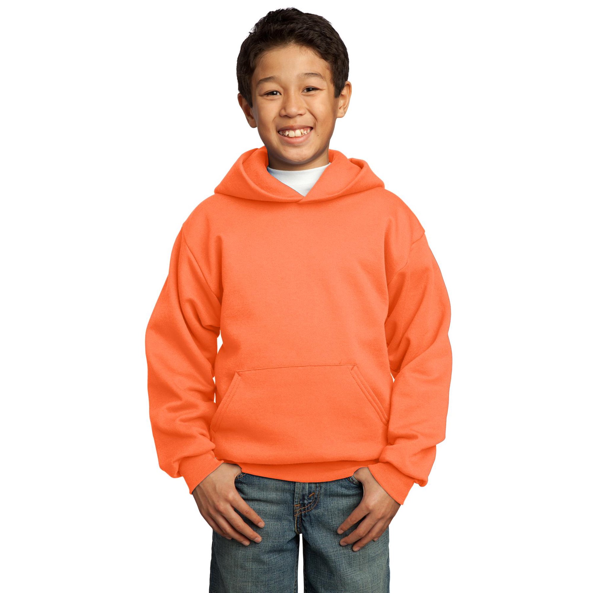 Port u0026 Company Youth Core Fleece Pullover Hooded Sweatshirt-XS (Neon Orange)  - Walmart.com