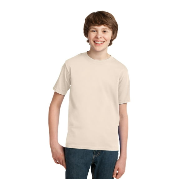 Port & Company Youth Cotton Essential T-Shirt. Natural. XL.