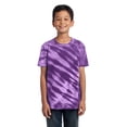 thumbnail image 1 of Port & Company Youth Essential Tiger Stripe Tie-Dye Tee. Purple. XL., 1 of 2