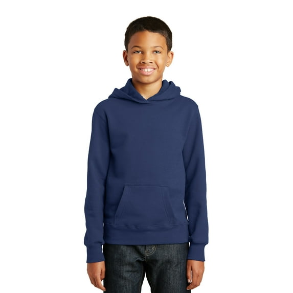 Port & Company Youth Fan Favorite Fleece Pullover Hooded Sweatshirt-XS (Team Navy)