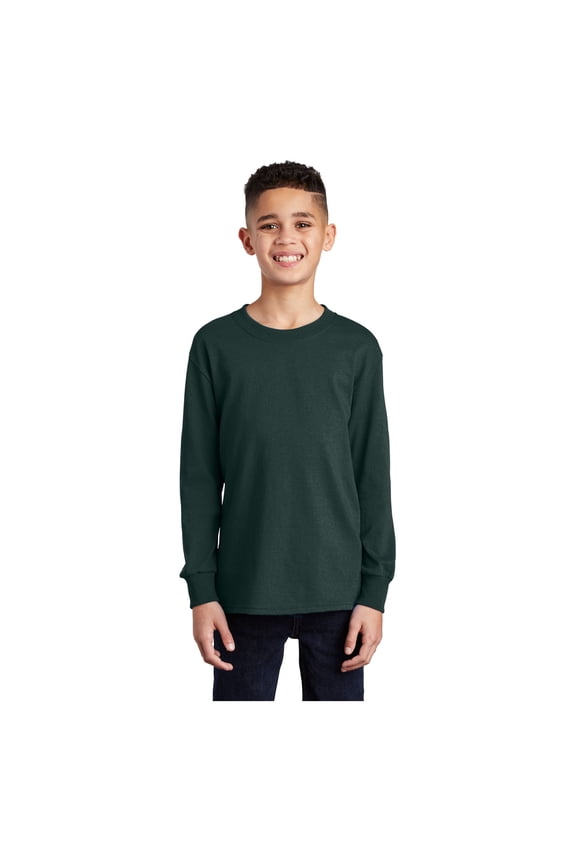 mpany Youth Long Sleeve Core Cotton T-Shirt Dark Green Medium