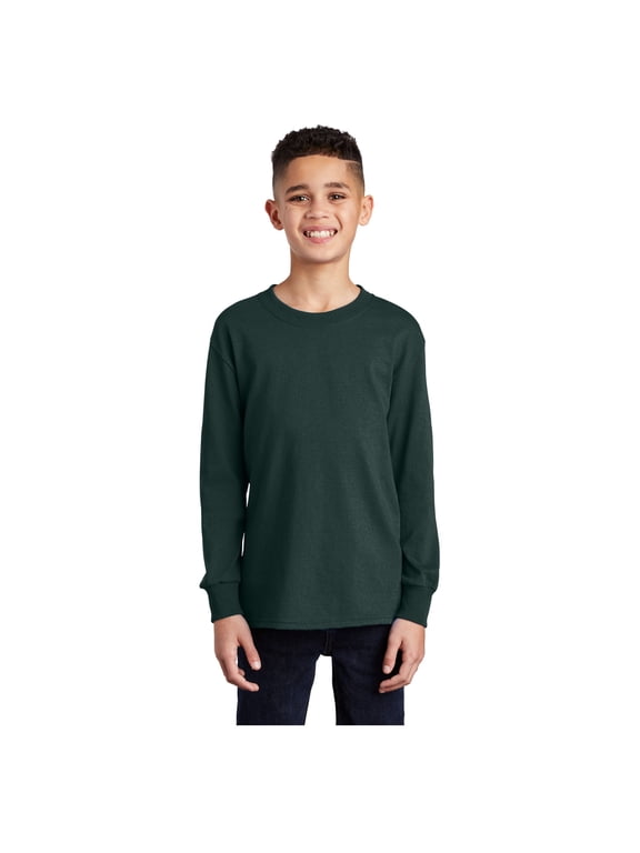 mpany Youth Long Sleeve Core Cotton T-Shirt Dark Green Small