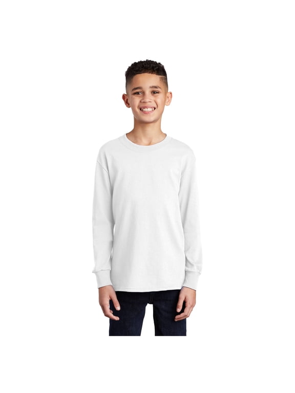 mpany Youth Long Sleeve Core Cotton T-Shirt White Large
