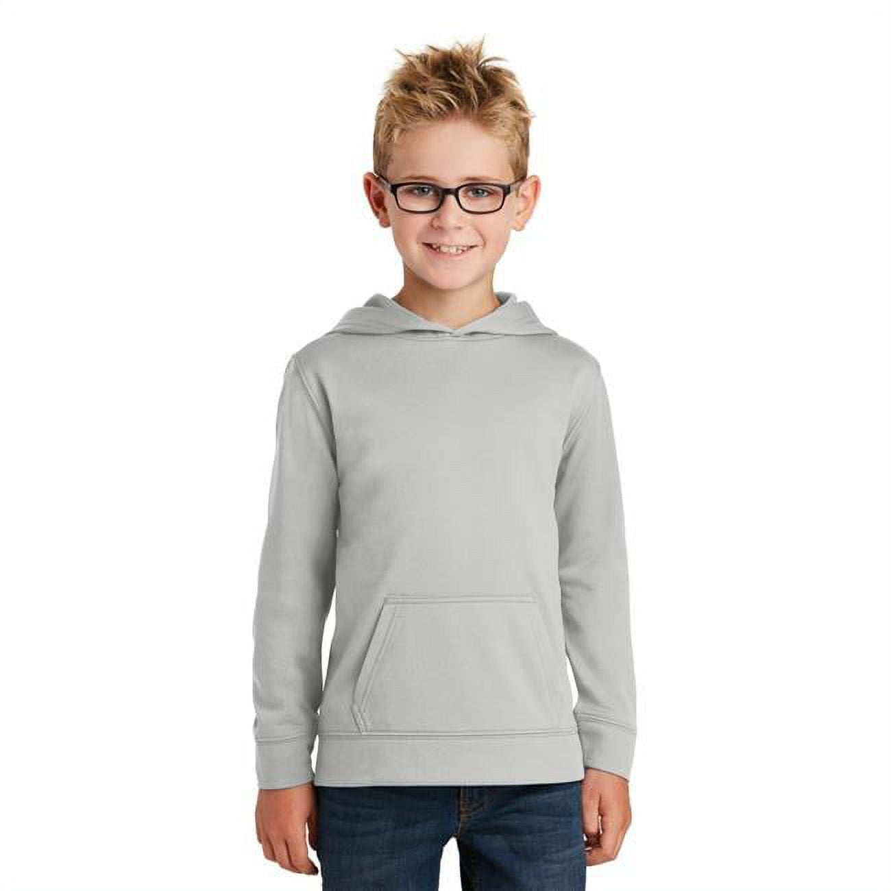 Port Company Youth Performance Fleece Pullover Hooded Sweatshirt Pc590yh Silver XL