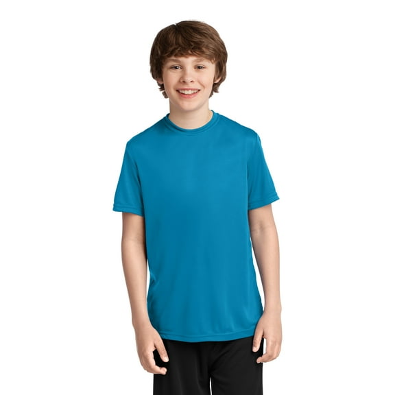 Port & Company Youth Performance Tee-XS (Neon Blue)