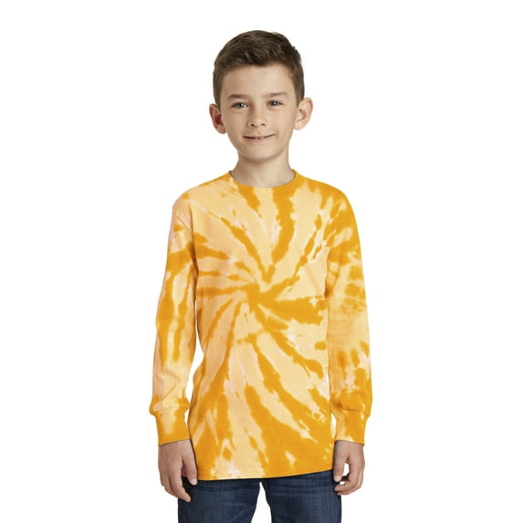Port & Company PC147YLS Youth Tie-Dye Long Sleeve Tee, Gold, XL