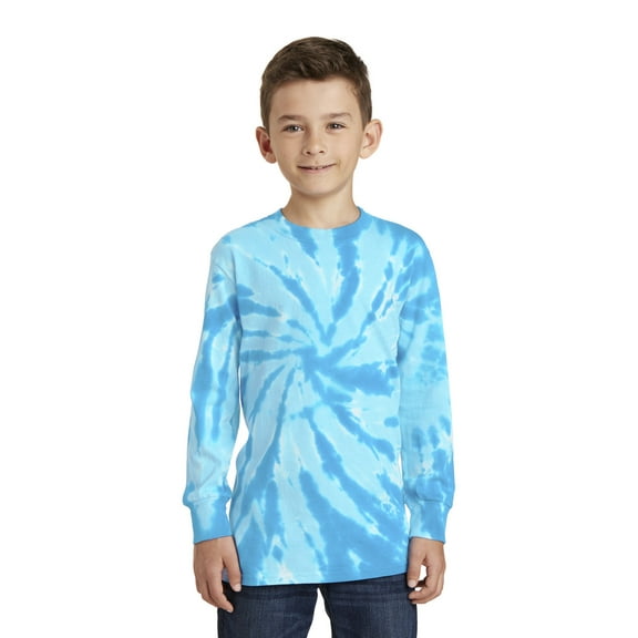Port & Company Youth Tie Dye Long Sleeve Tee-S (Turquoise)
