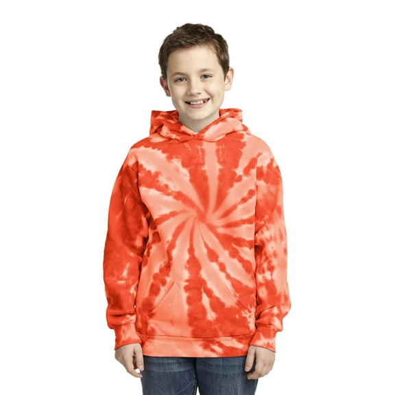 Port & Company Youth Tie-Dye Pullover Hooded Sweatshirt Pc146y - Orange - XS