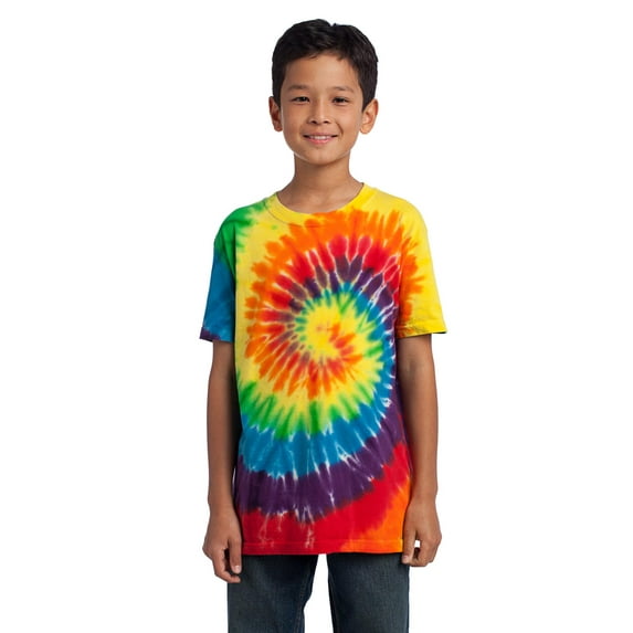 Port & Company Youth Tie-Dye Tee. Rainbow. M.