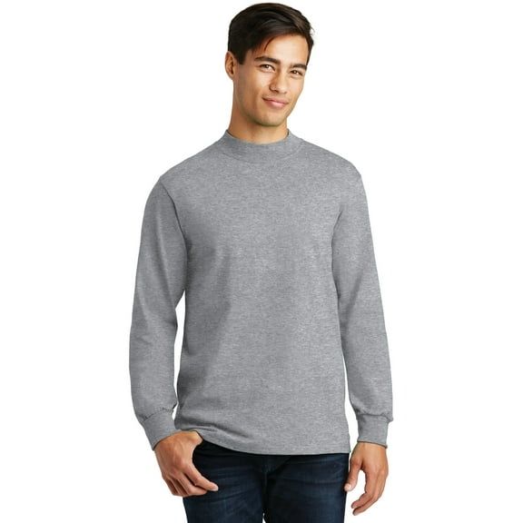 Port & Company y Men's Mock Turtleneck Long Sleeve T-Shirt