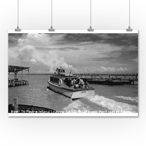 Port Isabel, Texas - Leaving Colley Boat Dock to Padre Island Photograph (36x54 Giclee Gallery Print, Wall Decor Travel Poster)