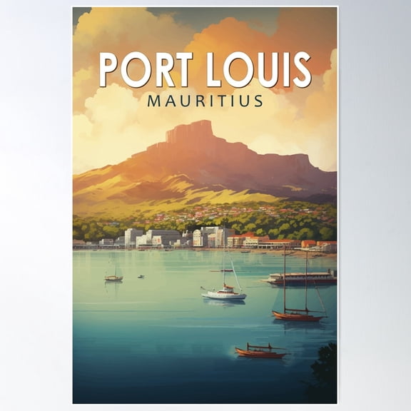Port Louis Mauritius Travel Art Vintage Poster Wall Art, Modern Wall Decor For Living Room Bedroom, 12x18 UNFRAMED