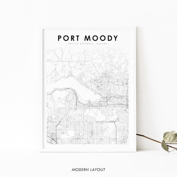 Port Moody BC Map Wall Art Print