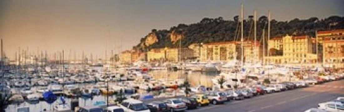 Port of Nice lined by old houses and filled with new yachts Nice Alpes-Maritimes Provence-Alpes-Cote dAzur France Canvas Art - Panoramic Images (18 x 6)