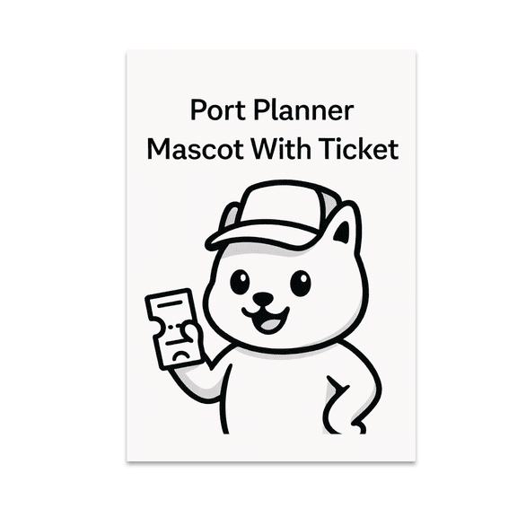 Port Planner Mascot With Ticket - Home Decor Enthusiast - 13x19 Poster Print