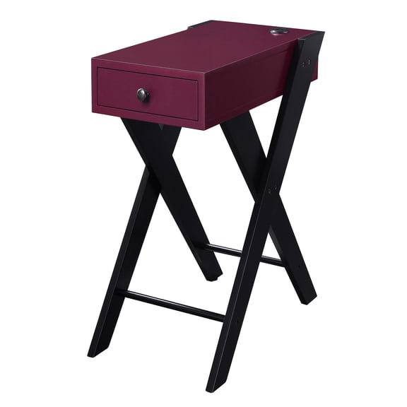 Port Side Table With Practical Drawer In Burgundy/black Style Elegant Ports And Convenient Black/burgundy