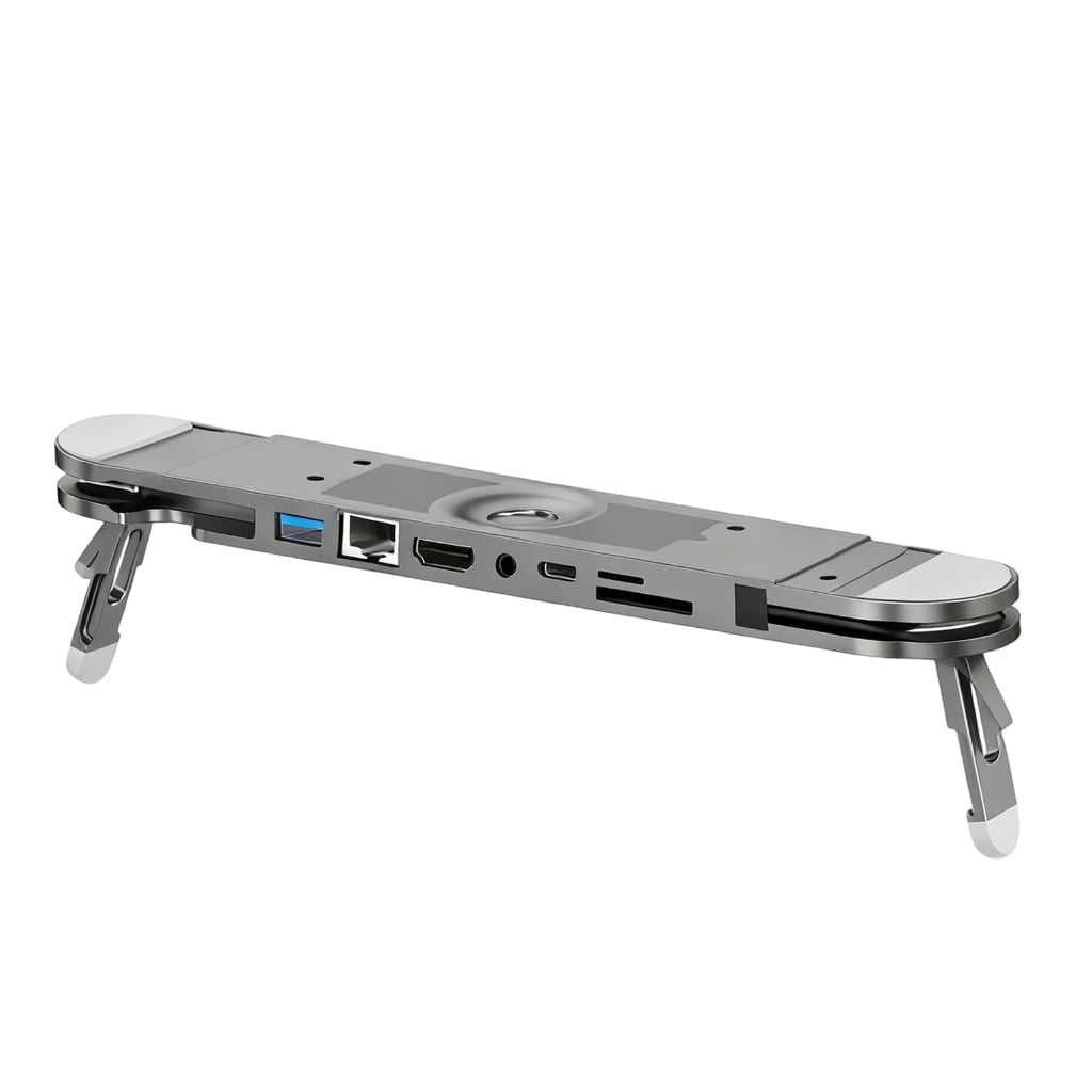 Port USB C Laptop Docking Station Stand 7 Port Ethernet Adapter 4K60Hz PD100W Charging USB3.0 Foldable Height Adjustable