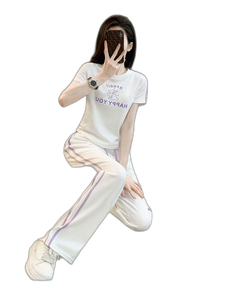 Port Wind White Leisure Sports Suit Female Summer Fashion Foreign Age