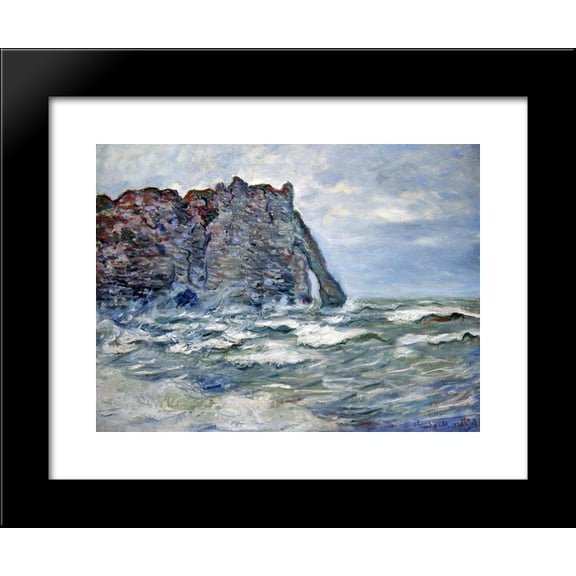 Port d`Aval, Rough Sea 20x24 Framed Art Print by Monet, Claude