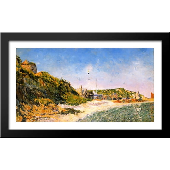 Port en Bessin, the Beach 40x24 Large Black Wood Framed Print Art by Paul Signac