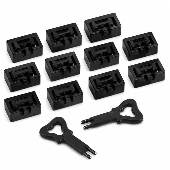 PortPlugs USB-A Port Blockers, 10 USB Port Locks, 2 Removal Keys, Black