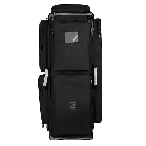 Porta Brace Production Case with Dividers & Off-Road Removable Large Wheels, Black