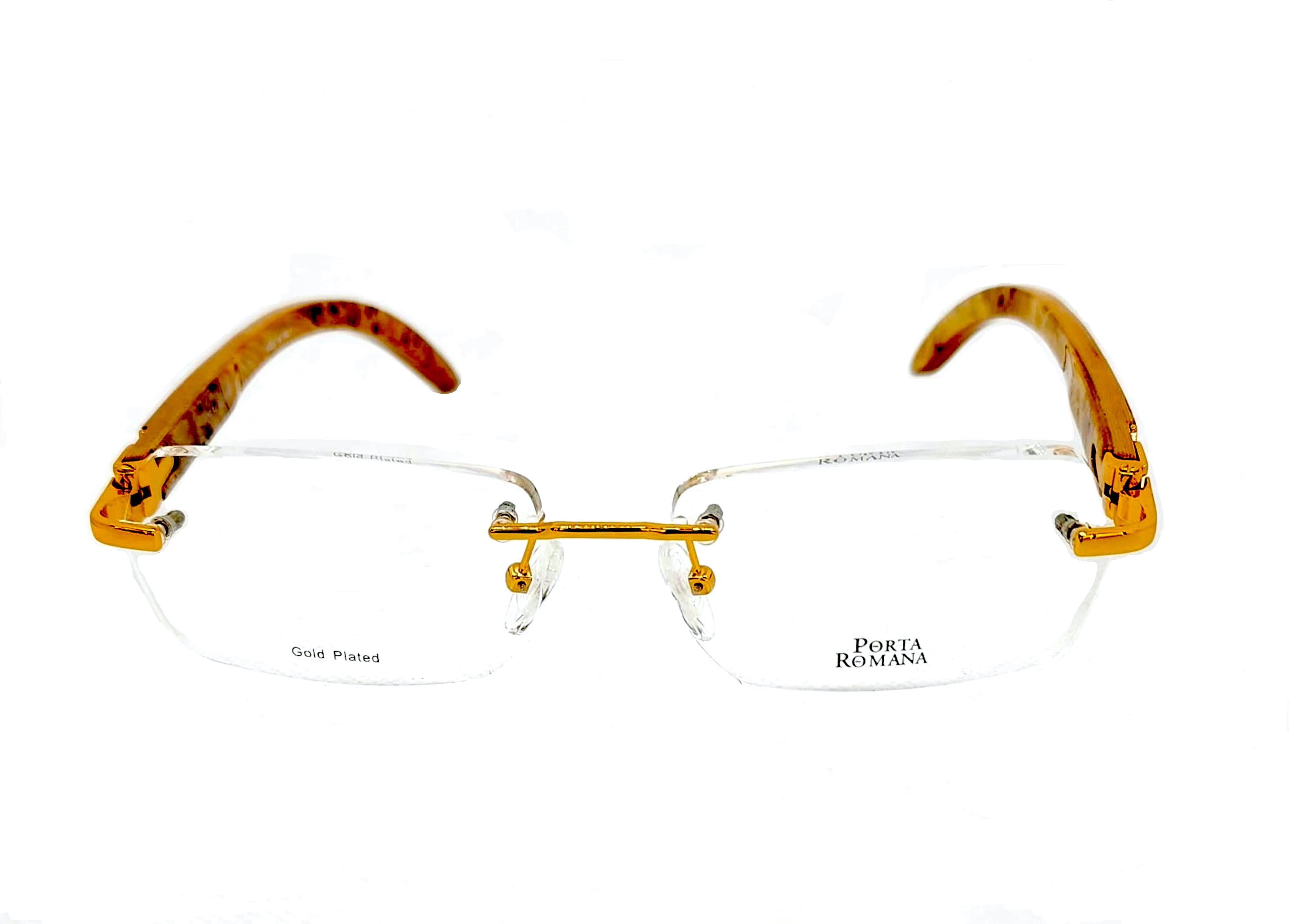 Porta Romana Model 1954- Gold Plated Frame with Burl Light