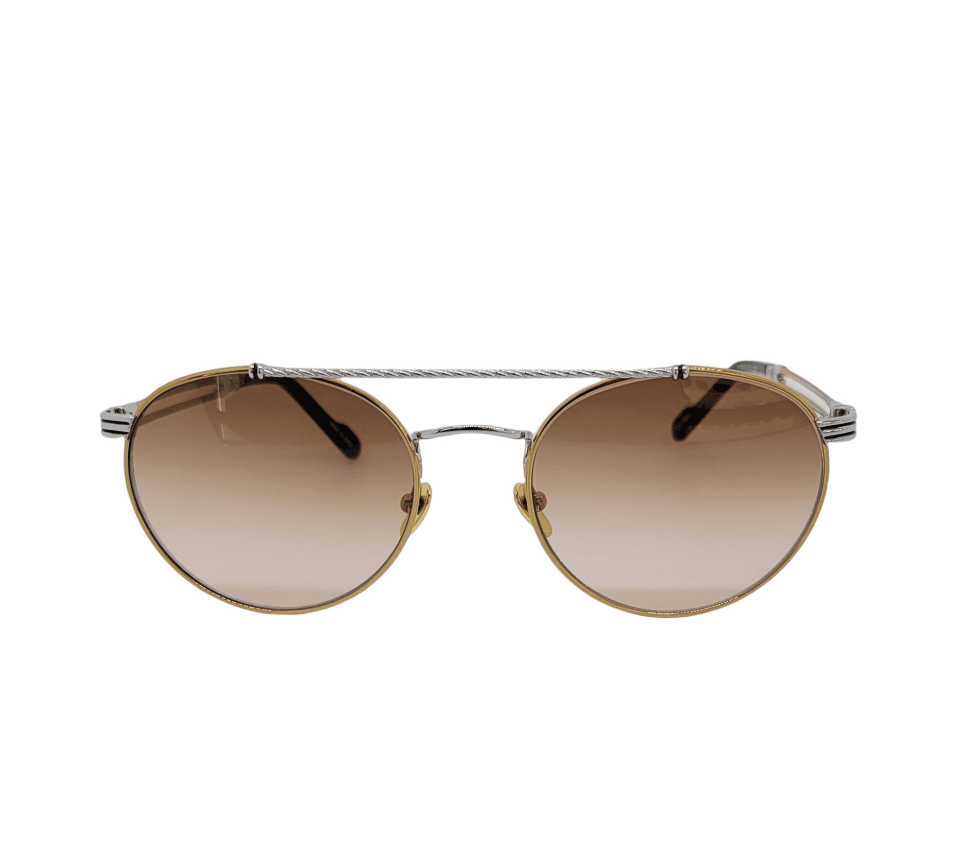 Porta Romana Gold and Brown Sunglasses Porta Romana mod. 1651 Gold & Wood Vintage Rimless Luxury  main image 2