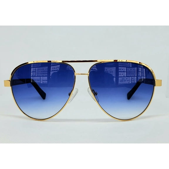 Porta Romana Sunglasses Wood Collection Model 1969 (Gold colored frames containing 2 microns of gold) and blue lenses