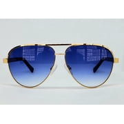 Porta Romana Sunglasses Wood Collection Model 1969 Gold colored frames containing 2 microns of gold and blue lenses