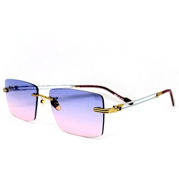 Porta Romana Vintage Collection Sunglasses Model 1010  "Rimless" Gold with Silver and Multi Color Lenses
