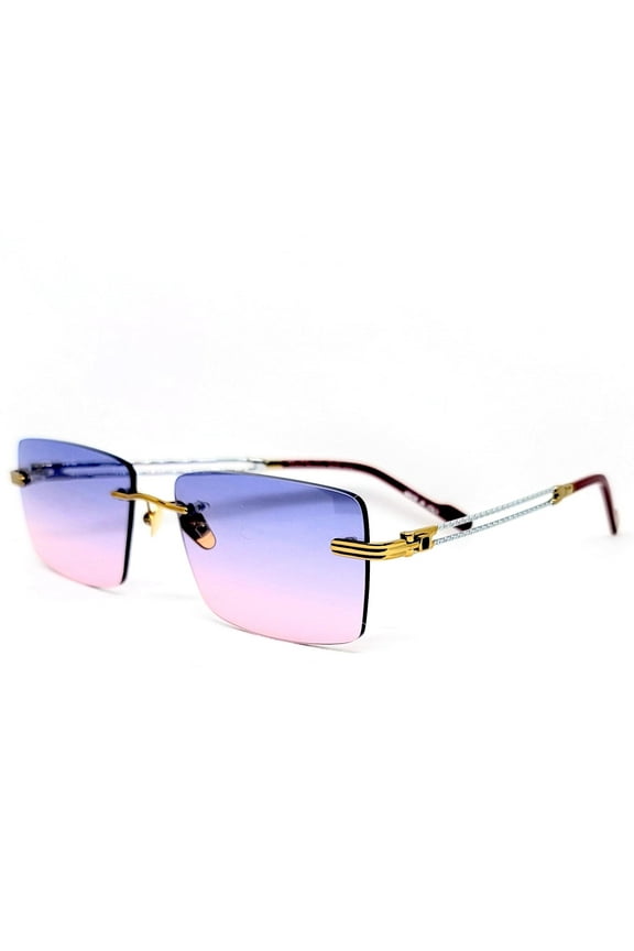 Vintage Collection Sunglasses Model 1010 "Rimless" Gold with Silver and Multi Color Lenses