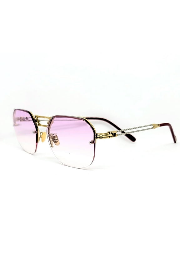 Vintage Collection Sunglasses Model 1012 Gold with Silver and Wine Lenses "Semi Rimless"