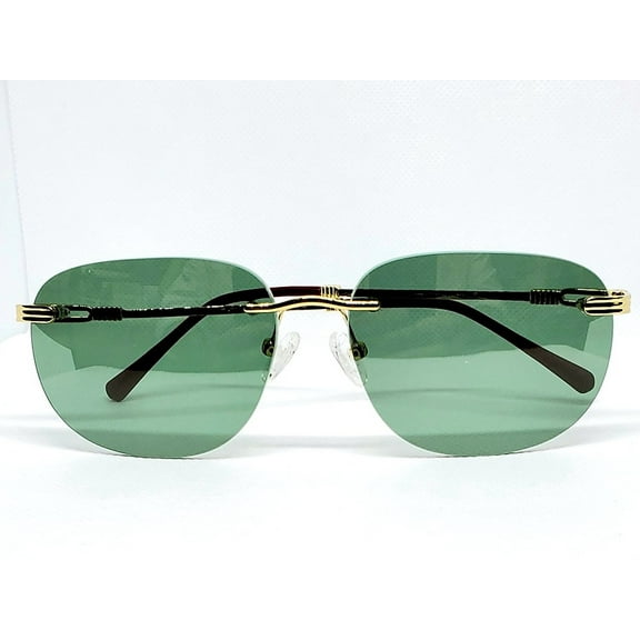 Porta Romana Vintage Sunglasses (Two Tone, Green Lens, Model 1009 Rimless)