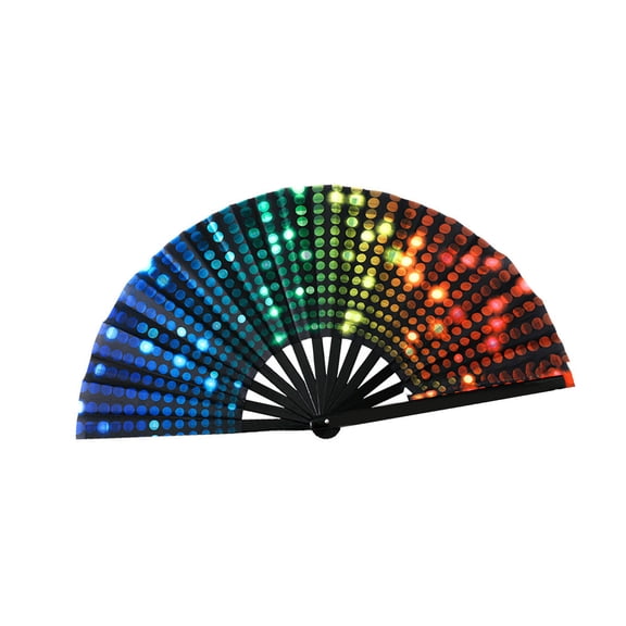 Portability Fluorescent Glowing Bamboos Hand Fan For Music Festivals Nightclubs Costume Parties And Discos Themed Dance