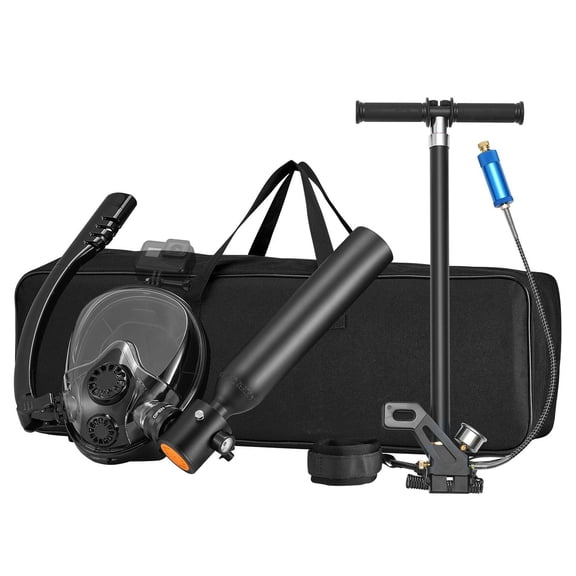 Portable 0.5L Scuba Tank Refillable Diving Oxygen Cylinder with Pump for 5-10 Minutes Underwater Breathing Snorkeling Exploration 32.81 ft Depth