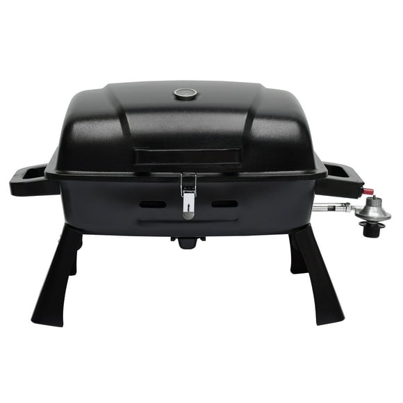 Brand-Man Portable 1-Burner Tabletop Camping Propane Gas Grill with Lid  Compact BBQ Grill with 240 sq.in Cooking Area, Thermometer & Fold-able Legs for Camping, Tailgating & Outdoor Cooking