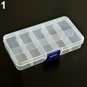 Portable 10/15/24 Compartment Detachable Jewelry Bead Storage Case Organizer Box Blue PP