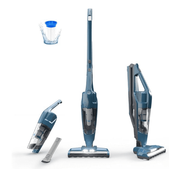 Portable 10.8V 2-in-1 Cordless Stick Lightweight Vacuum Cleaner with 2-Speed Power Control and LED Headlight for Hardwood Floor, Carpet & Pet Hair, Blue